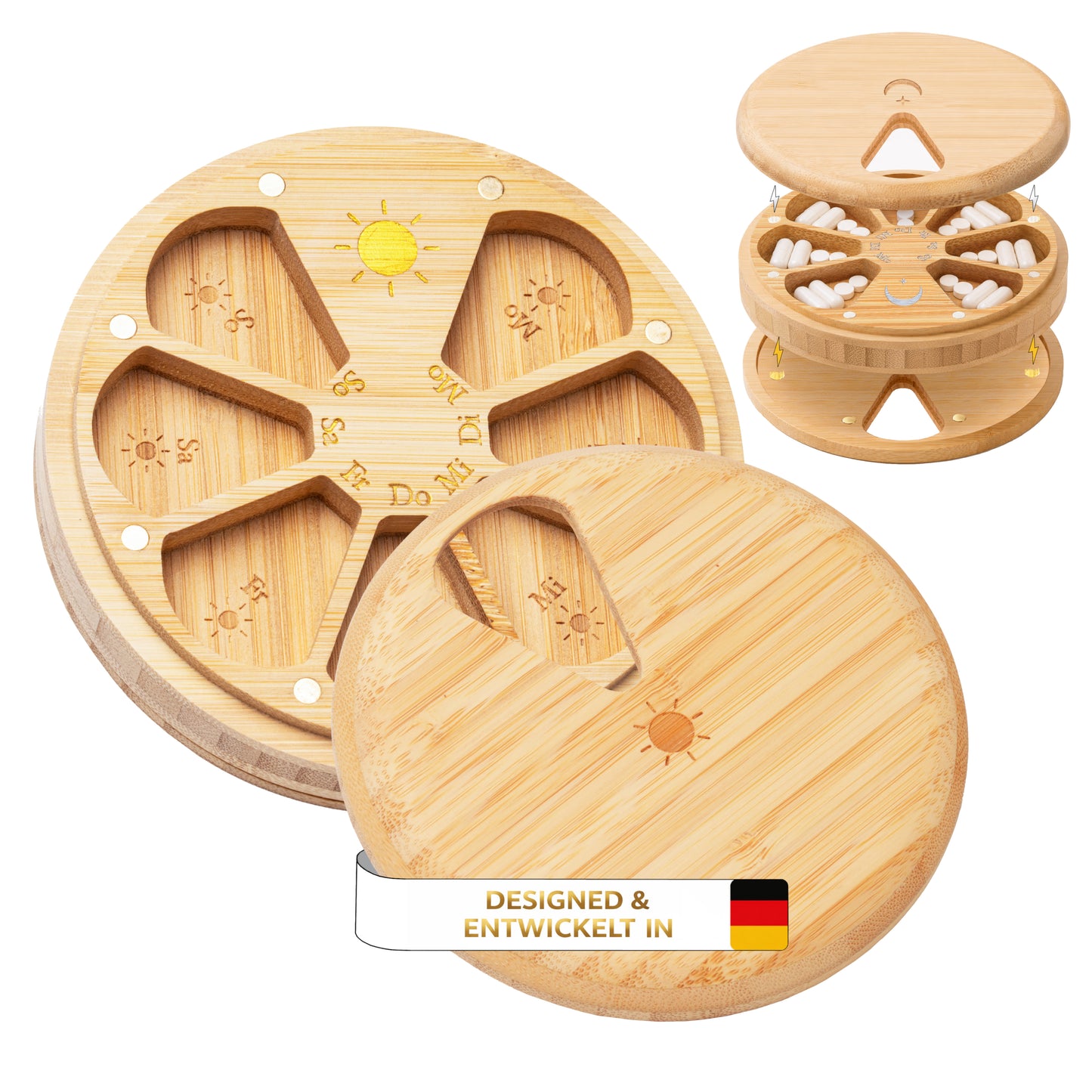 Doppelseitige Premium Pillenbox 12,5 CM